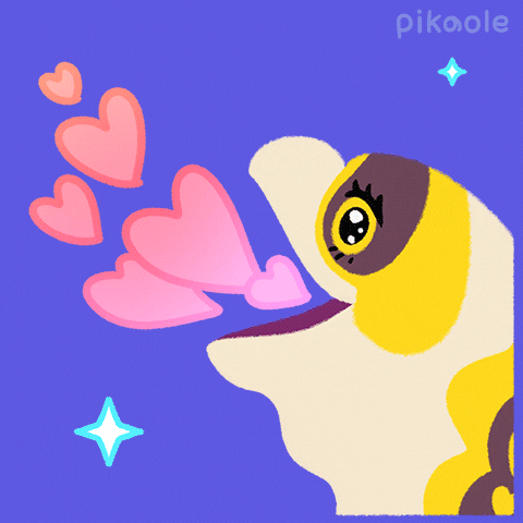 Animated Eel Releasing Sparkling Hearts GIF