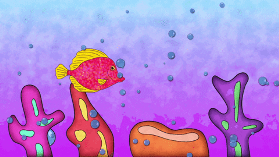 Animated Eel Swimming With Fish GIF 