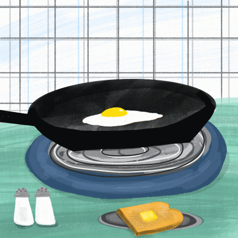 Animated Egg Dog Being Cooked In Pan GIF