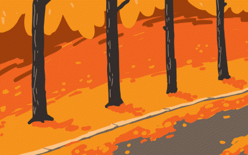 Animated Fall Leaf On Street GIF