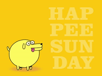 Animated Fat Dog Happy Sunday Artwork GIF