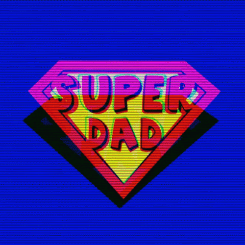 Animated Fatherls Day Celebration Super Dad Logo GIF