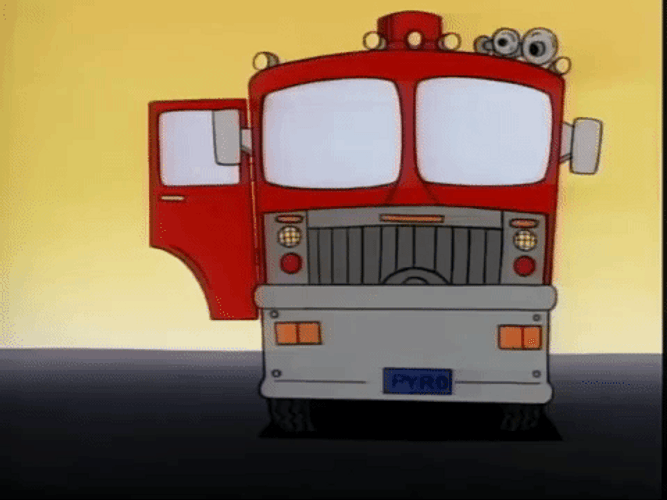 Animated Fire Car Truck Drive Ren And Stimpy GIF