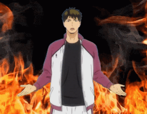 Animated Fire Haikyuu Ushijima GIF
