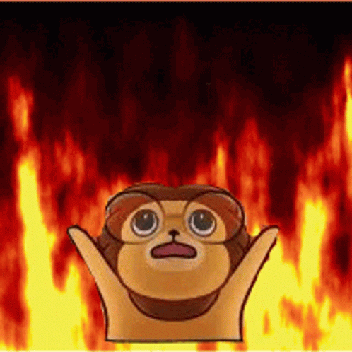 Animated Fire Lion Raising Hand GIF