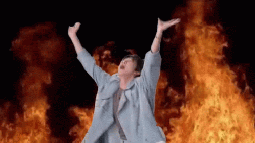 Animated Fire The8 Mighao Hand Raise GIF