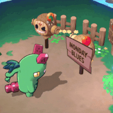 Animated Frutti Dino Banging On Monday Blues GIF
