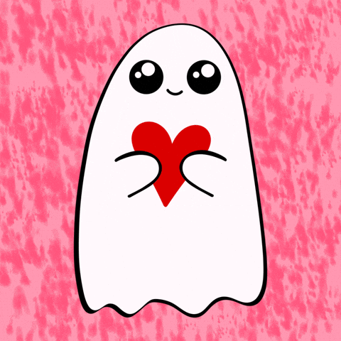 Animated Funny Ghost Thumping Heart GIF