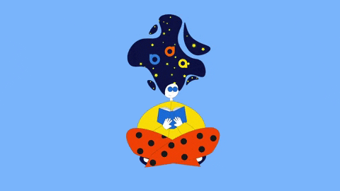 Animated Geometric Woman Reading Book GIF