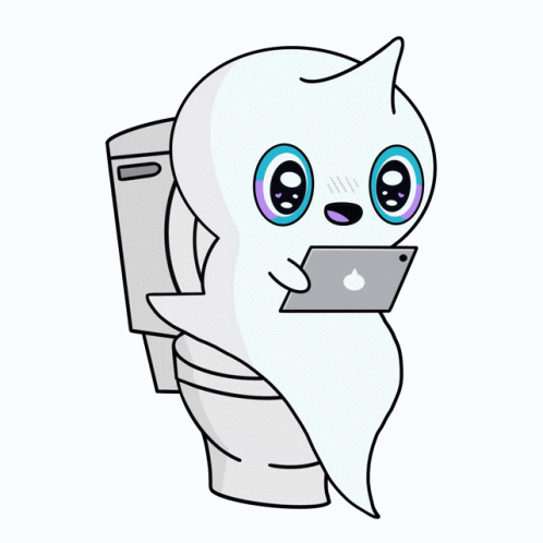 Animated Ghost Gotta Poop Too GIF