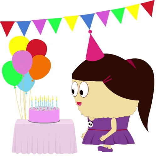 Animated Girl Birthday Celebration GIF