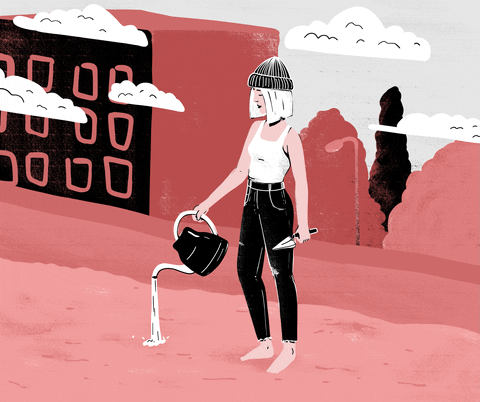 Animated Girl Gardening GIF