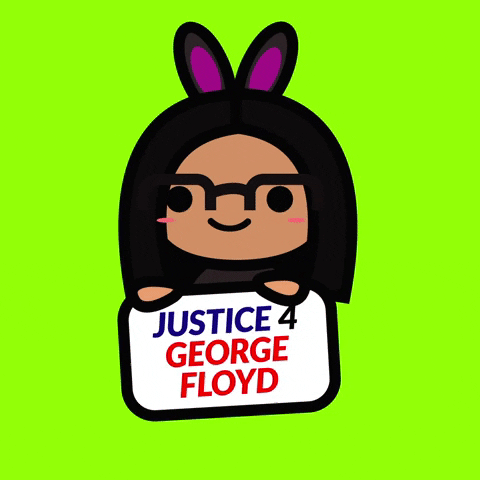Animated Girl Holding Sign Justice For George Floyd GIF