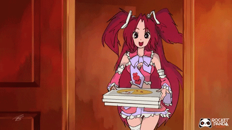 Animated Girl Holds Pizza Community Fire GIF
