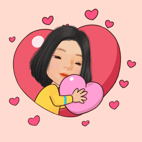 Animated Girl Offering Hearts Valentine Day Greet GIF