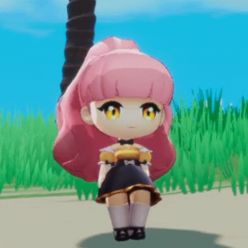 Animated Girl Pink Hair Rock Paper Scissors GIF