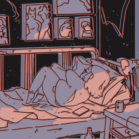 Animated Girl Shrink From Overthinking GIF