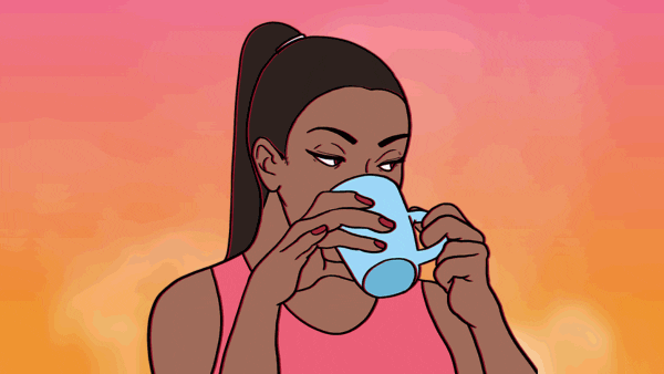 Animated Girl Sipping Tea GIF