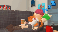 Animated Girl Sleeping And Snoring GIF