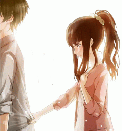 Animated Girl Telling Boy Please Dont Go GIF