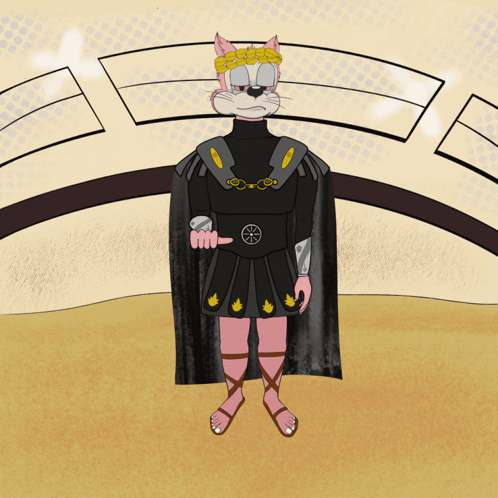 Animated Gladiator Thumbs Up Kitty Head GIF