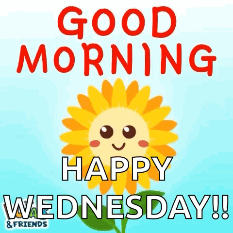 Animated Good Morning Wednesday Dancing Sunflower GIF