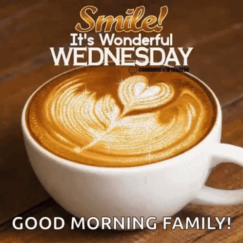 Animated Good Morning Wednesday Sparkling Cappuccino GIF