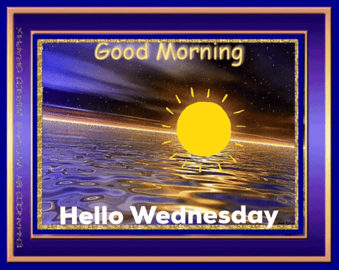 Animated Good Morning Wednesday Sun Over Sea GIF