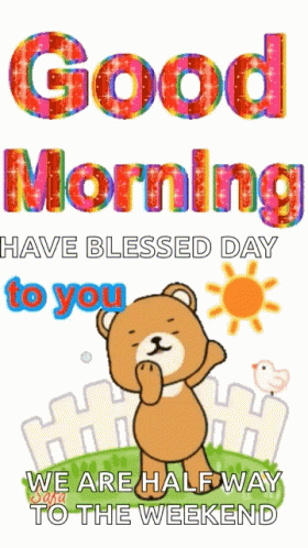 Animated Good Morning Wednesday Waving Bear GIF