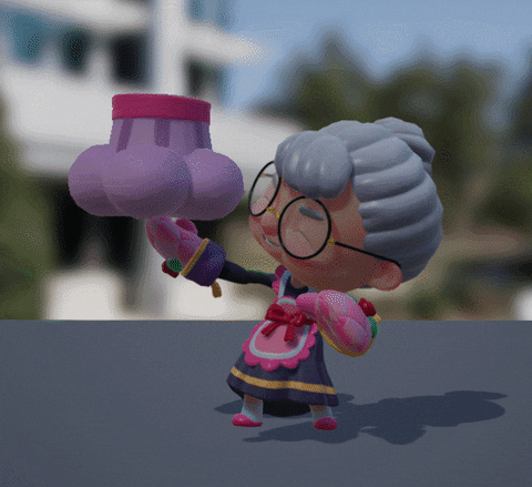 Animated Granny Spinning Glass GIF