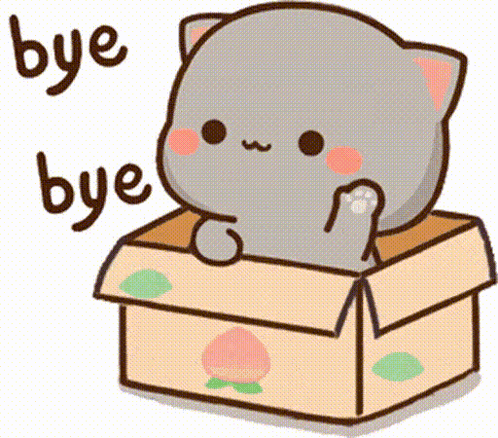 Animated Gray Cat In A Box Waving Byeeee GIF