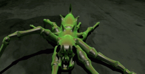 Animated Green Scary Spider Crawling GIF