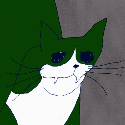 Animated Green Teary Eyed Screaming Cat Meme GIF