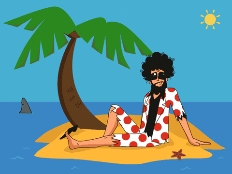Animated Guy Cast Away On An Island GIF