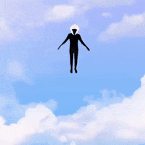 Animated Guy Floating Above Clouds GIF