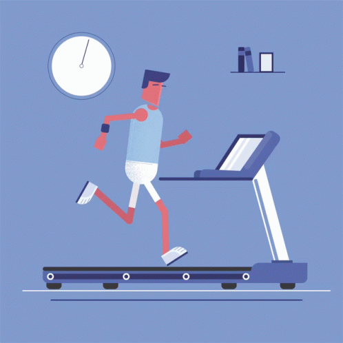 Animated Guy Running On Treadmill GIF
