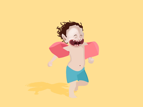 Animated Guy Walk With Floaties GIF