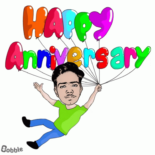 Animated Happy Anniversary Balloons Work Anniversary Meme GIF