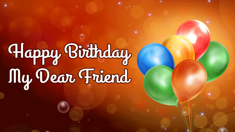 Animated Happy Birthday Friend With Balloons GIF