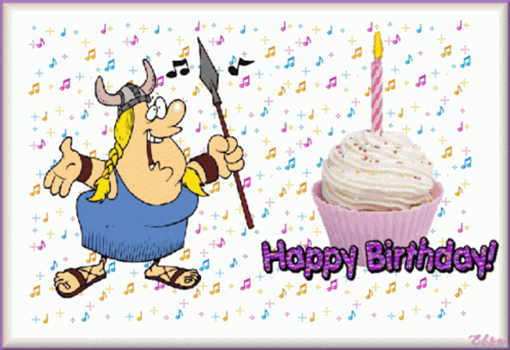 Animated Happy Birthday Wishes Cupcake Confetti GIF 