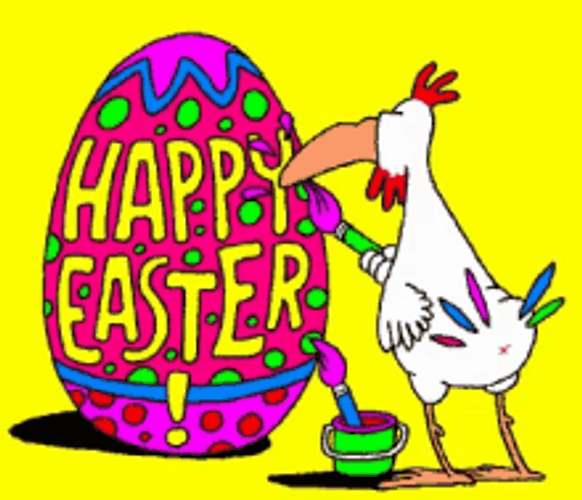 Animated Happy Easter Bird Painting Egg GIF