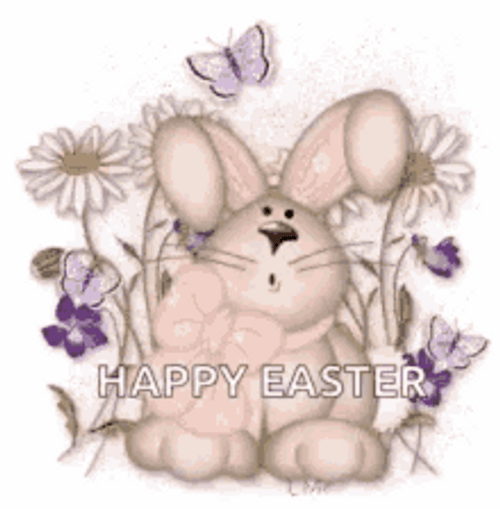 Animated Happy Easter Bunny Moving Ears GIF