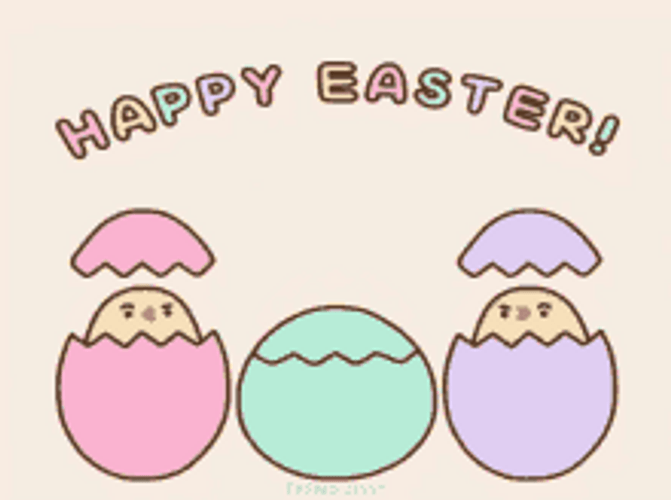 Animated Happy Easter Colorful Cracking Eggs GIF