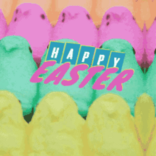 Animated Happy Easter Colorful Peeps Moving GIF