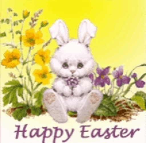 Animated Happy Easter Cute Bunny Sitting GIF