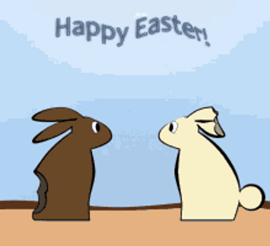 Animated Happy Easter Cute Talking Bunnies GIF