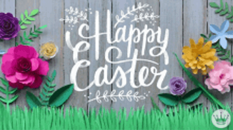 Animated Happy Easter Moving Flowers With Leaves GIF