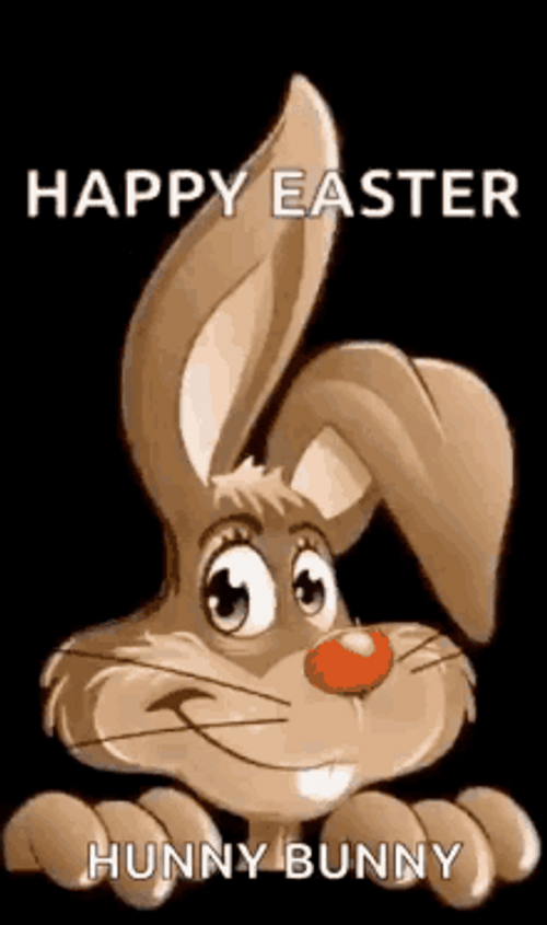 Animated Happy Easter Smiling And Winking Bunny GIF