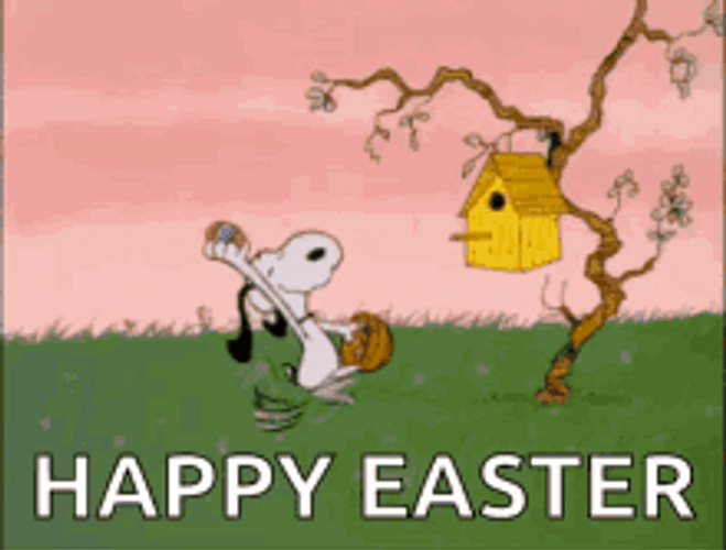 Animated Happy Easter Snoopy And Woodstock Peanuts GIF