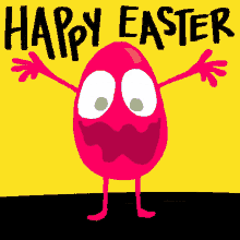 Animated Happy Easter Talking Pink Egg GIF